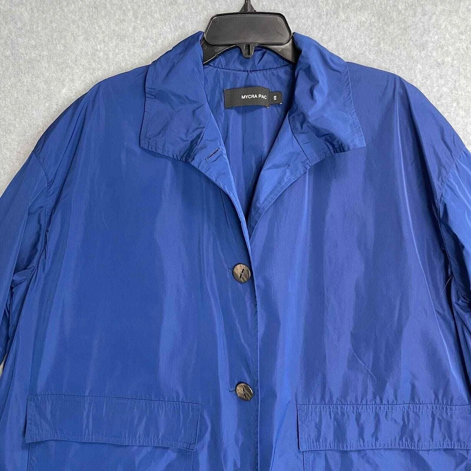 Chaqueta de Lluvia Mycra Pac Big Easy Para Mujer XS Azul De Gran Tamaño Botón Frontal Embalable Foto 2 de 4