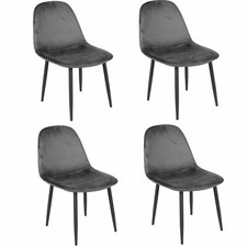 Urban Living Lot de 4 Chaises de table design velours Inoui - Gris 
