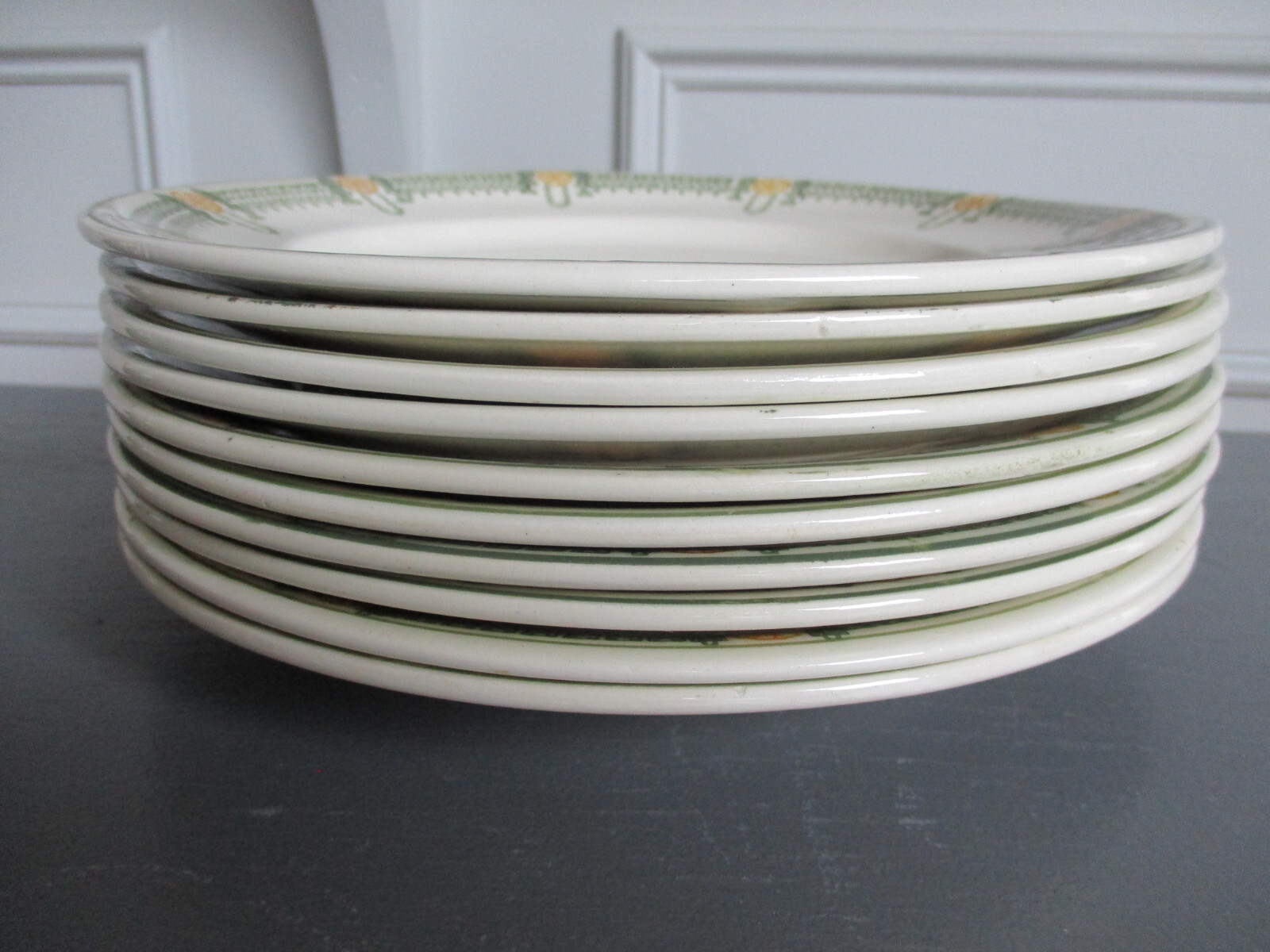 Lot De 10 Assiettes à Dessert Creuses En Céramique Vintage - Motif Fleur - Brésil
