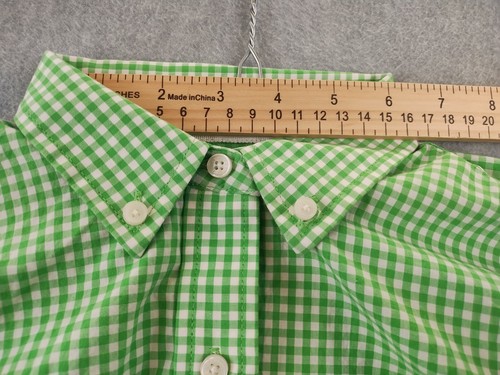 Abercrombie & Fitch Shirt Girls Youth Juniors Sm Green Gingham Check Long Sleeve - Picture 18 of 22