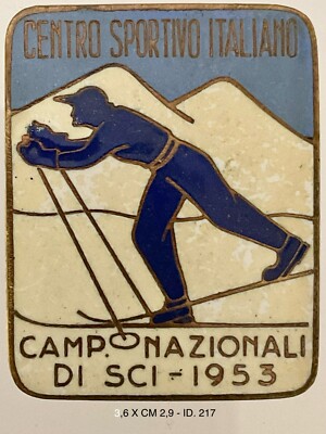 BARDONECCHIA NATIONAL SKI CHAMPIONSHIPS 1953 ITALIAN SPORTS CENTER BADGE
