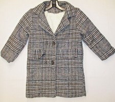 Girl's Size 120 6-7 Heavy Plaid 2 Button Dress Coat