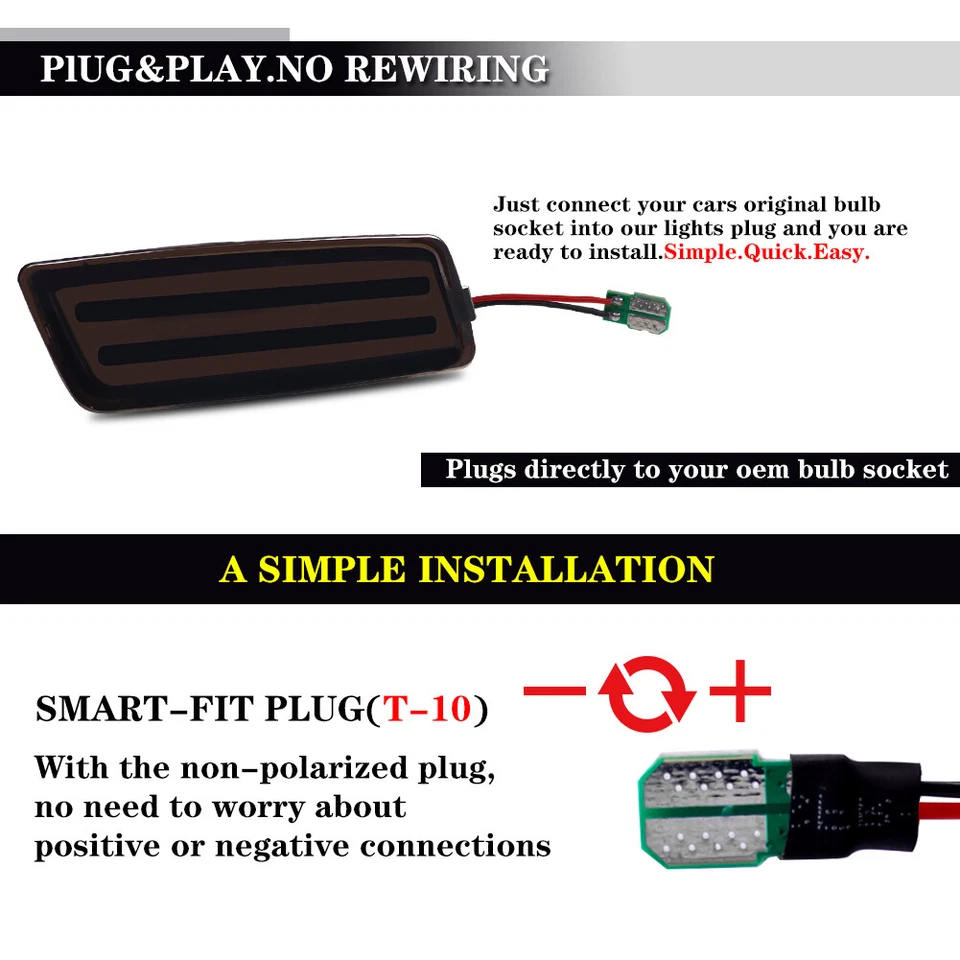 2 дымчато-желтых светодиодных габаритных сигнальных фонаря на передний бампер для 2010–14 VW MK6 TDI - Изображение 4 из 4