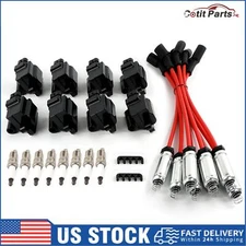 For Chevy GMC 4.8L 5.3L 6.0L 8.1L 8-Pack Square Ignition Coil & Spark Plug Wire
