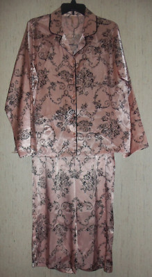 Pyjama 2 Pièces Femme Gillian O'Malley - Noir Avec Passepoil Blanc - Taille Small - Polyester Satin