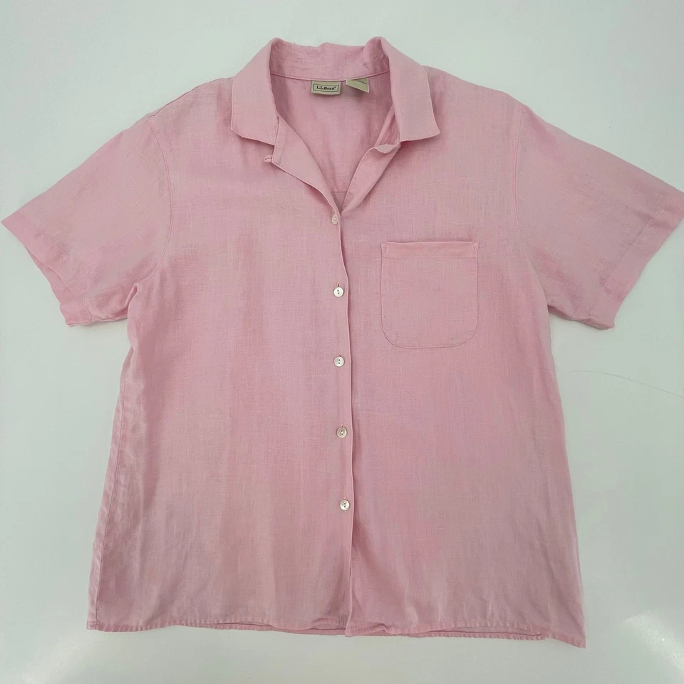 L. L. Bean Women's 100% Linen Button Down Top, Sz. S Coastal Beachy Light *READ* - Imagem 3 de 4