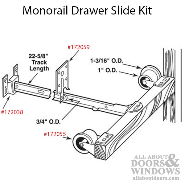 Prime-Line 22-5/8" Galvanized Steel Monorail Drawer Slide Kit