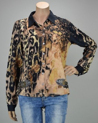 MISSY Satin Bluse  Leopard Elegance  - Strass & Glitzer - Musthave - MEGA - NEU