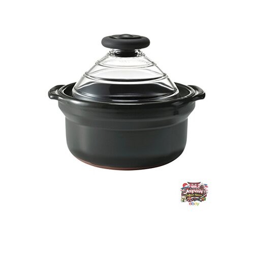 HARIO Banko-yaki earthenware rice pot with glass lid 3-cup capacity GN-200B