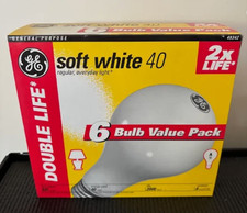 GE Light Bulbs, 40 Watt, Soft White, Long Life A19 Bulbs Pack of 6 