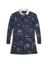 Polo Ralph Lauren Girls Boxy-Fit Rugby Shirt and Wrap-Effect Skort 2-Piece Set