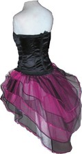 Hot pink Black sequin bustle burlesque tulle tutu skirt neon punk peacock