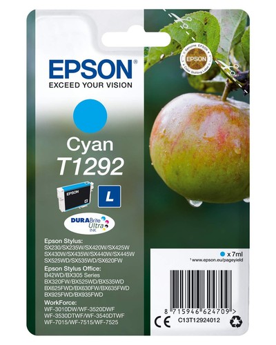 Epson T1292 Pomme Cyan, Cartouche d'encre d'origine, WF-3010DW WF-3520DWF WF-353