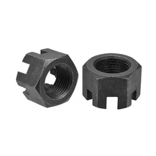 2pack M24x2mm Hexagon Slotted Nut Grade 4.8 Carbon Steel Castle Nuts Black