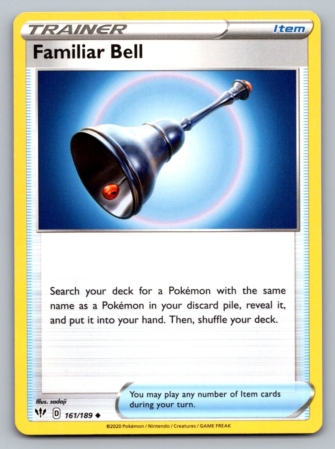 Pokemon TCG SWSH03: Darkness Ablaze Familiar Bell 161/189