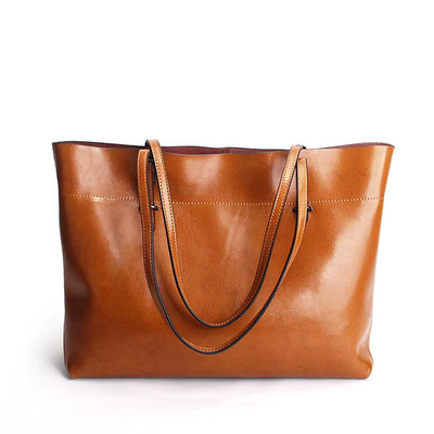New Brown Women Handbag 100% Genuine Leather Female Shoulder Purse Ladies Black 