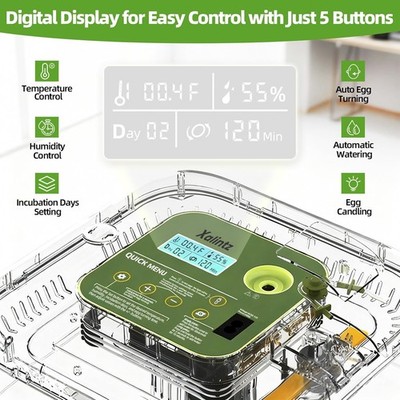 12 Egg Automatic Chicken Incubator Temperature Humidity Bird Hatcher for Sale