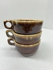 3 Vintage Hull Pottery Brown Drip Ring Handled  Soup Mug Bowls Oven Proof 12 Oz