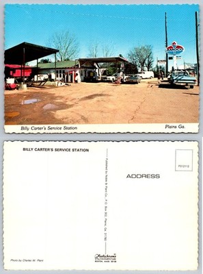 Vintage Billy Carter's Amoco Service Station Plains GA Postcard 1970s