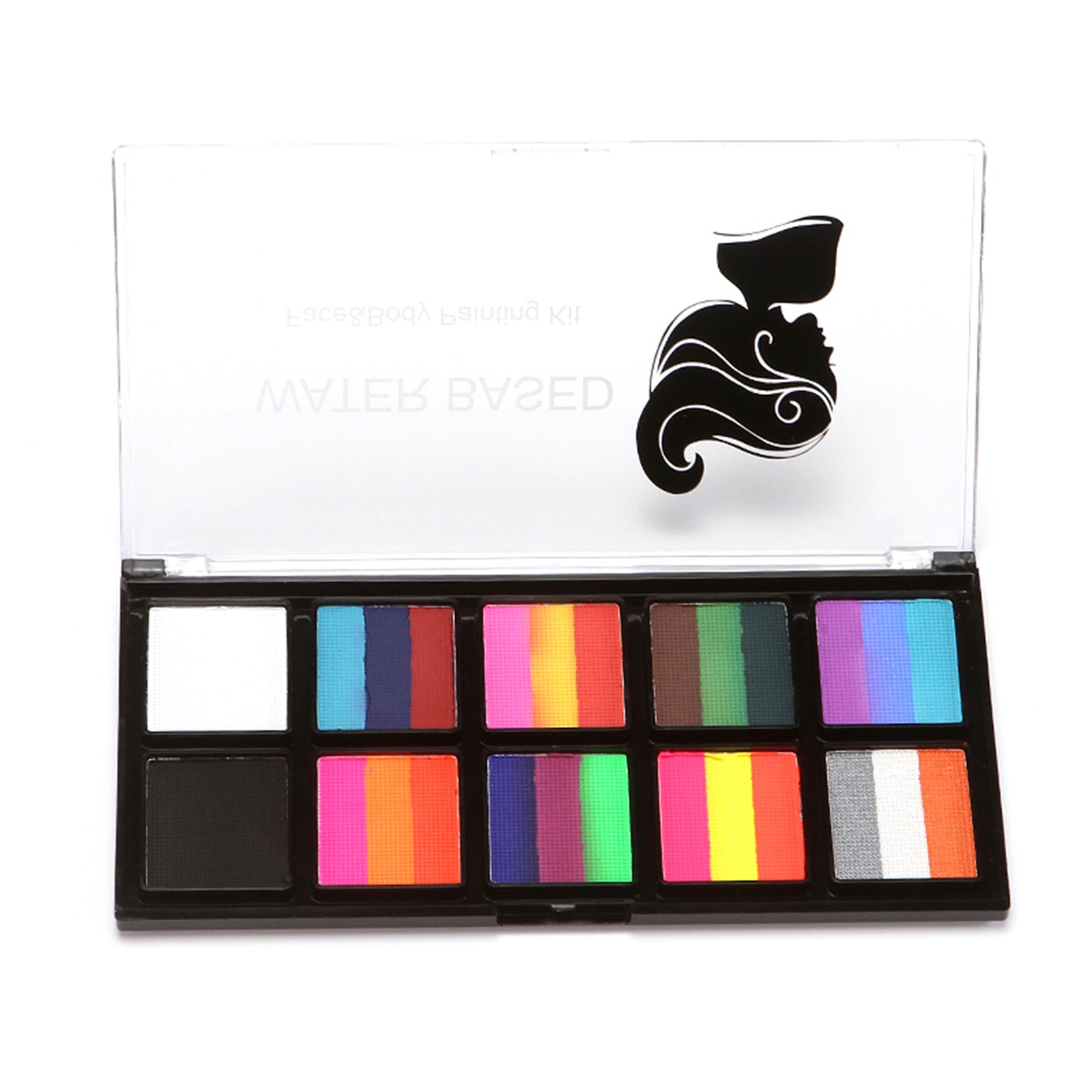 1-Professional Face & Body Painting Kit 10 Colors Split Cakes Palette Makeup