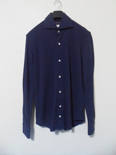 Cordone 1956 Navy Blue Jersey Knit Button Up Long Sleeve Shirt 15 3/4 40
