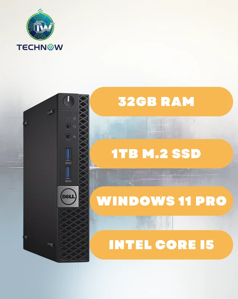 DELL Mini Desktop Computer PC i5, Up to 32GB RAM, M.2 SSD, Windows 10/11, WiFi - Image 2 of 4