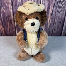 Vintage Dakin Plush Dog Stuffed Animal Cowboy Hat Vest Korea 1981 Brown Puppy