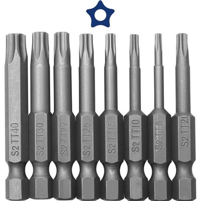 Torx Bits Set 8 Stück Magnetisch T8 T10 T15 T20 T25 T27 T30 T40 Sechskant
