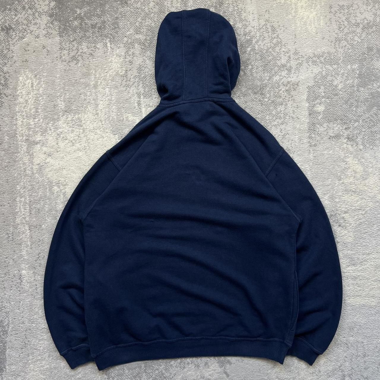 Felpa con cappuccio vintage Navy Fila media grande uomo blu navy ricamata pullover
