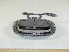 Ironware Vintage Silver Plated Butter Dish with Knife Holder & Knife