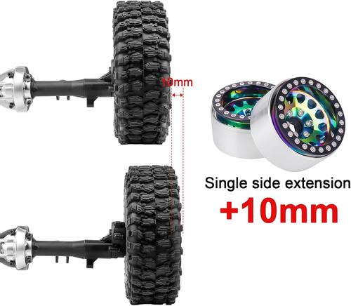 1.9 Rainbow Beadlock Wheels Negative Offset -10Mm Deep Dish for TRX4 Axial SCX10 - Picture 4 of 7