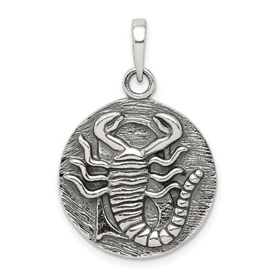 Sterling Silber poliert Antik Finish Skorpion Horoskop Sternzeichen Anhänger