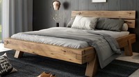 Bett 140X200 Futonbett Schlafzimmer Rustic-Eiche Holz Bettgestell Heinrich