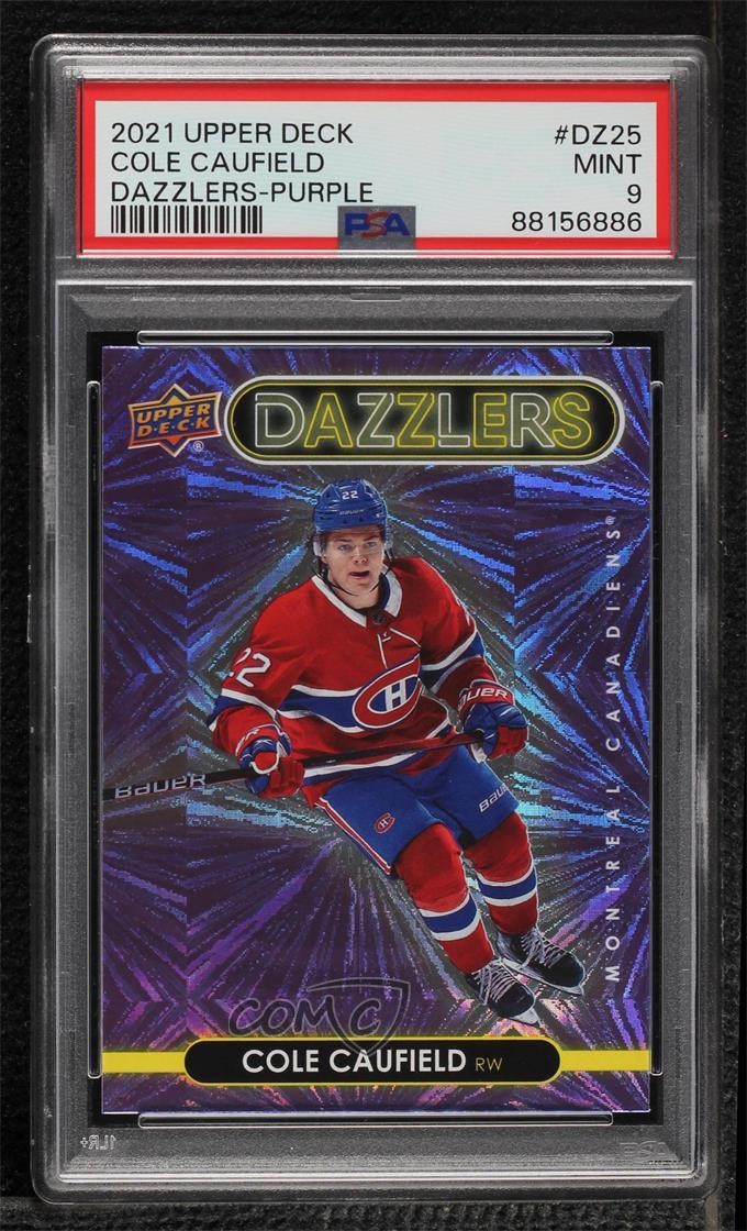 2021 Upper Deck Series 1 Dazzlers Purple Cole Caufield PSA 9 MINT Rookie RC 0nr3