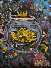 Basquiat Style Graffiti Abstract Art Painting, Goldfish, Arts Basil
