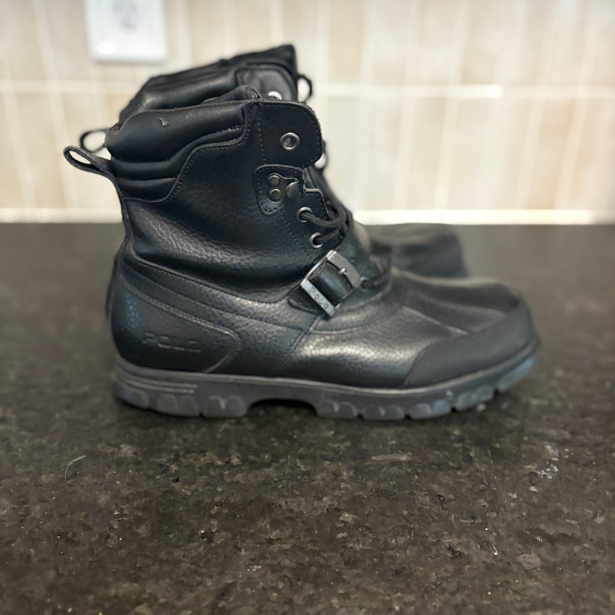 Polo Ralph Lauren Oslo High Boots Mens Size 12 D Black Waterproof