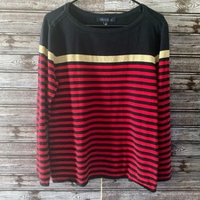 Tommy Hilfiger Women's Sweater Size L Long-Sleeved Pullover Striped Logo NWT