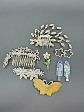 8pc Hair Accessory Lot - Rhinestone Combs, Butterfly, Star, Enamel Daisy, Resin