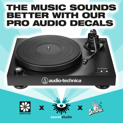 Audio-Technica - weißer Aufkleber Sticker - AT-LP140XP AT-LP120XBT AT-LP5X AT-LPW50PB