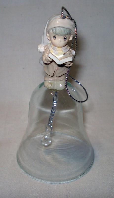 Vntg Precious Moments Christmas Winter Boy Singing Song Book Bell Tree Ornament