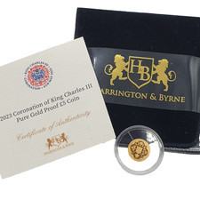 2023 Harrington & Byrne 0.5g 24ct Gold £5 Coin + COA Coronation King Charles III