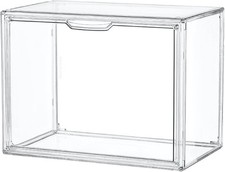 Clear Acrylic Display Case, Stackable Plastic Storage Bins with Magnetic