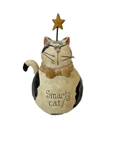 Suzi Skoglund Resin Folk Art Cat Figurines - “Smarty Cay”
