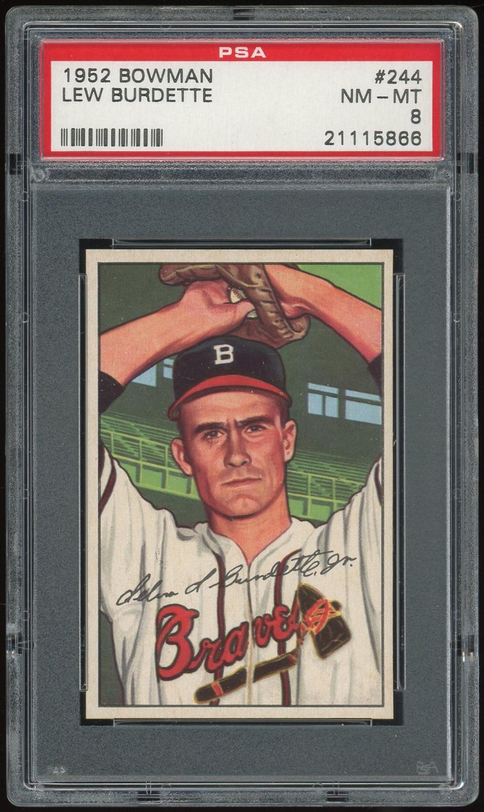 1952 Bowman #244 Lew Burdette RC PSA 8 *5866