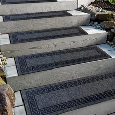 Aucuda 6pcs 8.5" x 30" Outdoor Stair Mats for Elders and Dogs on Wooden Steps, N