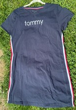 Tommy Hilfiger T-Shirt Dress Navy Blue Side Stripe XL Classic Comfort