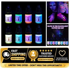 Ybeauty Tattoo Ink Set 8 Colors 5ml Bottles Fluorescent UV Glow Pigment Kit