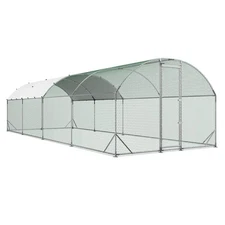 Uimoso Large Metal Walk-in Chicken Coop with Dome Roof, 9x25x6.6 ft Poultry Run