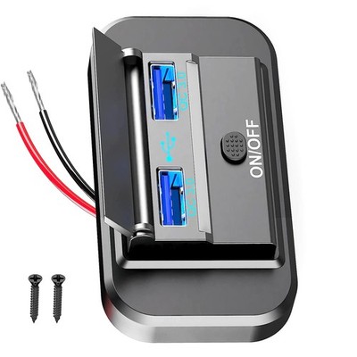 12-24V Dual USB QC3.0 Car Boat RV Quick Charger Socket Power Outlet Panel W/ LED