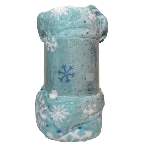 The Big One Plush Throw Oversized 5 ft x 6 ft Blue Snowflake Super Soft Blanket - Picture 4 of 5